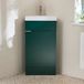 Hudson Reed Cluo Meuble lavabo d'angle – 58 cm – Vert foncé – Avec lavabo – Poignées invisibles chromées