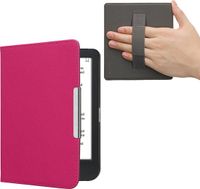 kwmobile flip cover geschikt voor Kobo Clara BW / Colour - Case met magnetische sluiting en handvat - Hoes voor e-reader in neon roze