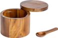 Acacia Bois Sel et Poivre Bol avec Cuillère, Idéal pour Rangement Épices et Décoration Cuisine, Parfait comme Cadeau pour Amateurs de Cuisine