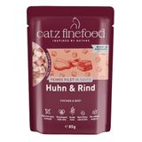 catz finefood Kip & runder, fijn filet Adult kattenvoer, nat, graanvrij, zonder toevoegingen van suiker, met zonnebloemolie voor een evenwichtige spijsvertering, made in Germany, 16 x 85 g zak