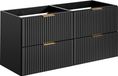 Meuble de salle de bain 120 cm, noir, mat, fraisé, avec 4 tiroirs, design moderne