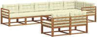 vidaXL - Bank loungeset - 8 zitplekken - Natuurlijk en crème - Acacia hout