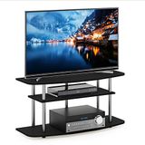 Furinno TURN-TUBE tv-standaard, 3-laags entertainmentcentrum, tv-console voor tv tot 46 inch, voor woonkamer, slaapkamer, zwart eiken