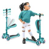Hurtle Kinderstep, 3-wiel Step, Opvouwbare Scooter met Verstelbare Hoogte, Antislip Platform, LED Verlichte Wielen, Step voor Meisjes/Jongens van 2 tot 12 Jaar, Petrolblauw