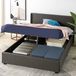 Boxspring lit 160x200 cm, gris foncé, avec cadre en bois