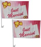 Merkloos / Sans marque Espa Nv Autovlag Just Married - 2 Stuks - 30 x 45 cm - Polyester - Multi
