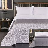 DecoKing Biało-szara narzuta dwustronna z mikrowłókna Alhambra, 260x240 cm