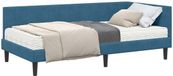 vidaXL Hoekbedframe met Matras Blauw Fluweel 90 x 190 cm