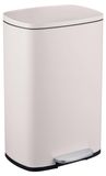 Poubelle 50 litres, acier inoxydable, couvercle à fermeture douce, à pédale, beige/noir/argent
