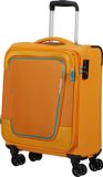 American Tourister Pulsonic Spinner 55cm Handbagage Uitbreidbaar Softcase Polyester Sunset Yellow