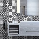 Ambiance Sticker Zelfklevende tegelmuurstickers voor keuken en badkamer - 24 cementtegelstickers, Azulejos Elodio - 24 stickers, 10x10cm