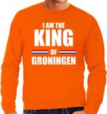 Bellatio Decorations Shoppartners Bv Koningsdag sweater I am the King of Groningen - heren - Kingsday Groningen outfit / kleding / trui L - Katoen - Oranje - Maat L