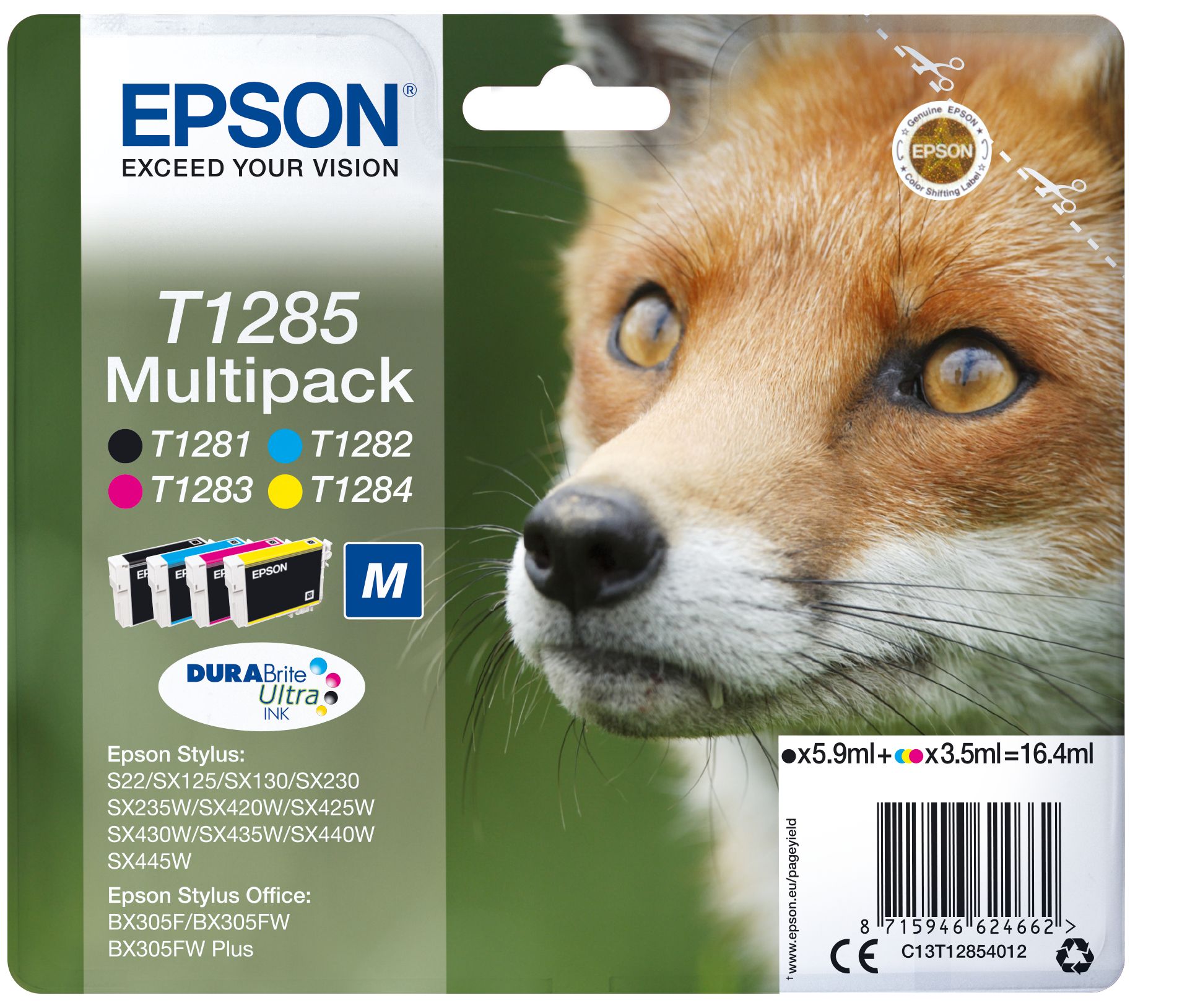 Epson T1285 Multipack - Zwart, Cyaan, Magenta, Geel - Origineel