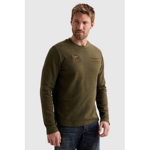 PME Legend regular fit longsleeve met patches - donkergroen