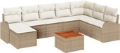 vidaXL Tuinbank - Set - 9 - st - Beige - poly - rattan