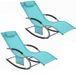 SoBuy Set van 2 Ligstoelen, Tuinstoelen, Schommelstoel met Verstelbare Hoofdsteun, Opbergzak - Voor Tuin, Balkon, Strand, Buiten, Pauwblauw, OGS28-HBx2