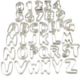 Merkloos Relaxdays Uitsteekvormpjes letters & getallen, 36-delige set, roestvrij staal, zilver