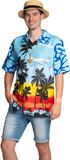 Partychimp Hawaii Blouse Mannen Paradise Carnavalskleding Heren Foute Party Verkleedkleren Volwassenen Hawaii Shirt Heren Tropische Outfit Toppers 2026 Summer is Magic- Polyester - Blauw - Maat S/M