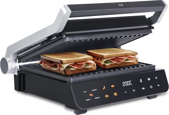 JAP JAP Integrill - Smart contactgrill - Vaatwasserbestendig - 180º Kantelbaar - Met uitneembare platen - Panini grill