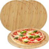 Merkloos Relaxdays Pizzaplank Bamboe - Set van 4 - Ø 32 cm