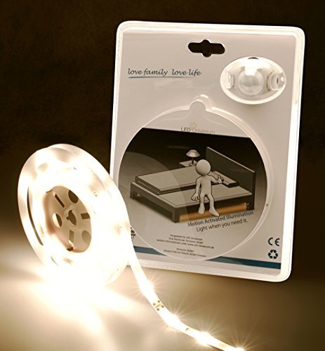 LED Universum LED bedverlichting warmwit voor een eenpersoonsbed met bewegingsmelder en helderheidssensor (LED set 12V met voeding, bewegingssensor, 1,2 m lengte)