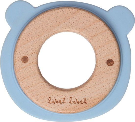 Label Label Beer Blauw Hout & Silicone Bijtring LLST-15058