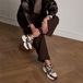 Manfield Dames Bruine Sneakers met Mesh en Multi Colour Details - Maat 40