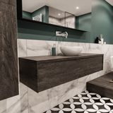 Mondiaz LUSH 150cm meuble de salle de bain marron foncé 1 tiroir lavabo BARCO central sans trou de robinetterie A40132DBR0BARCO