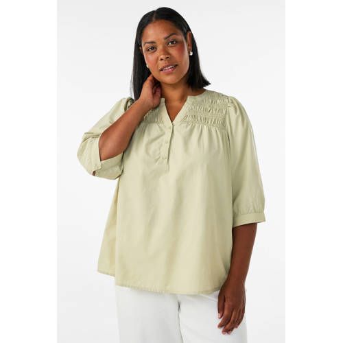 Zizzi katoenen top Plus Size - lichtgeel