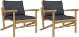 vidaXL Chaise de jardin 2 pcs. avec coussins gris foncé bambou