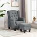 Prolenta Maison Exclusive Fauteuil met voetenbankje, lichtgrijs, gestoffeerd