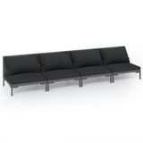 VidaXL 4-delige Loungeset met kussens, poly rattan, donkergrijs