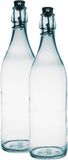 Bormioli Rocco Weck 2x Glazen beugelflessen/weckflessen transparant 1 liter rond