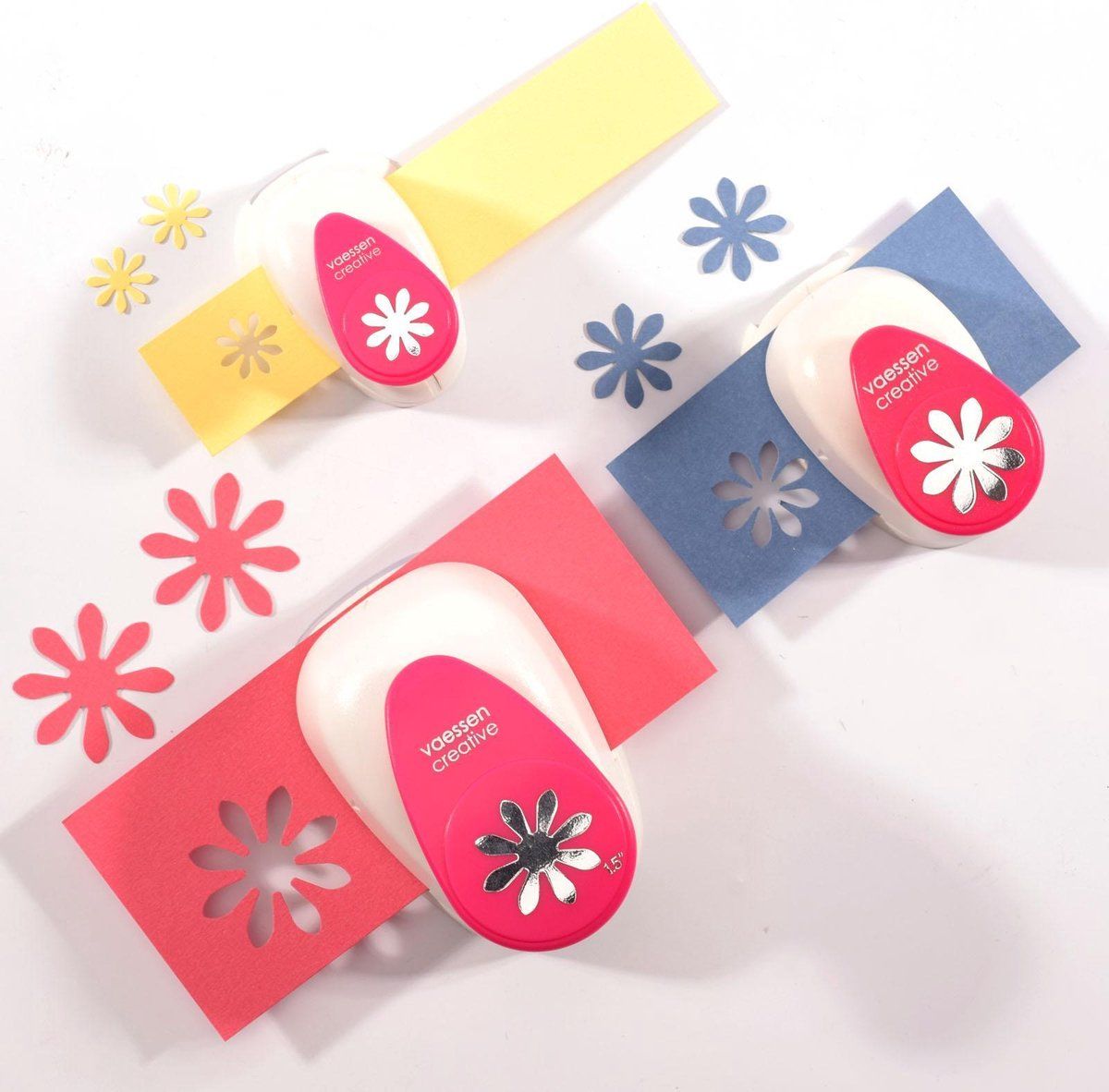 Vaessen Creative Pons - Bloemen set 3 - klein middel groot - wit