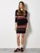 Apricot Folk Pattern Stripe Knitted Mini Dress