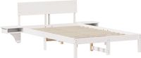 vidaXL Bedframe met hoofdeinde Wit 135 x 190 cm Massief grenenhout
