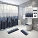 Senella Luxe badkamer set - 4-delig - Douchegordijn, badmat, wc mat, toiletbril hoes - Wit/blauw