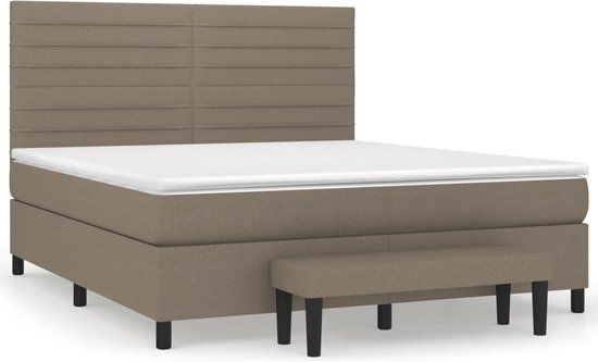 vidaXL Boxspring met matras stof taupe 160x200 cm