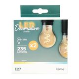 ITENSE - Gloeilamp met spiraal - Energiezuinig - 4W - Helderheid: 230 lumen - Fitting: E27 - Vorm: A60 - Set van 2 lampen