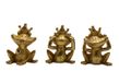 Decoratieve kikker in set van 3 - Niet zien, niet horen, niet spreken, van polyresin, kikkerkoning in goud, grootte: L/B/H 3 x 6 x 8 cm
