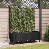 vidaXL Tuinsteker met schutting en wielen 3 st Zwart 120 x 40 x 149 cm