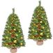 Yaheetech Sapin de Noël artificiel - Lot de 2 - 91,5 cm - 50 LED blanc chaud - Pommes de pin - Vert