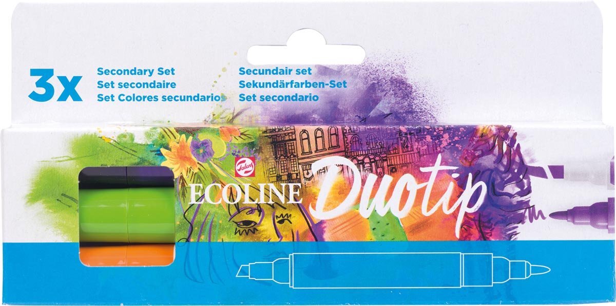 Talens Ecoline Duotip Brush pen, etui van 3 stuks, secundair 3 stuks