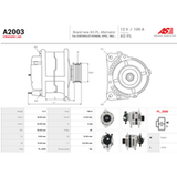 As-pl Alternateur A2003 Chevrolet 1204158 136101 2506101 31100-plz-d00 6204140