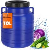 KADAX Plastic vat, brede hals, vat van HDPE-kunststof met deksel, dekselvat, multifunctioneel kunststof vat, universeel vat, watervat (10 l, 1 stuk)