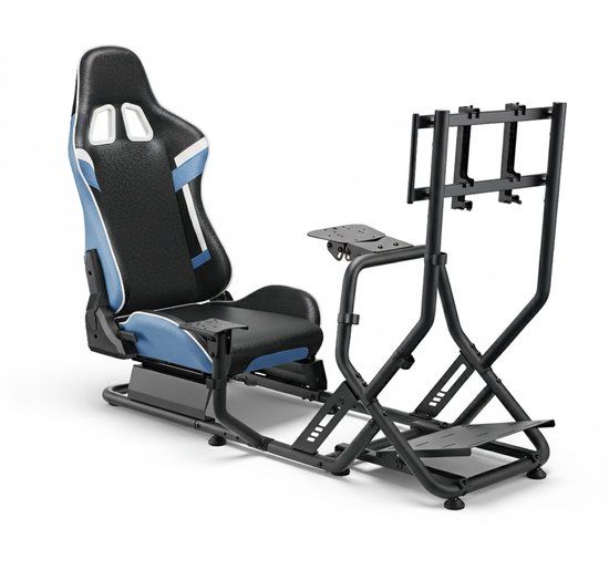 VDD Gaming - Racing Cockpit - Black/Blue - Adjustable - 115kg Max