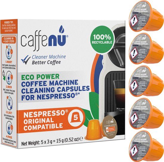 Caffenu Reinigingscapsules voor Espresso Apparaten - 5 Capsules per Verpakking