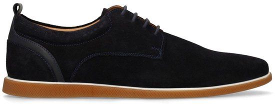 No Stress - Heren - Donkerblauwe suède veterschoenen - Maat 44
