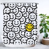 Ulticool Douchegordijn - Smiley Geel Zwart Wit - 180 x 200 cm - Polyester