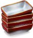 Celestia Tafelset, 4-delig – Assiettes rectangulaires, 4,5 pouces – Rouge – Assiettes creuses – Service petit-déjeuner et de service – Vaisselle en céramique